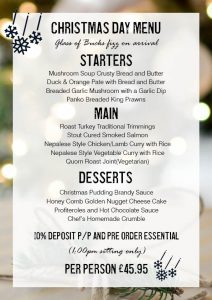 white hart inn maismore Christmas menu